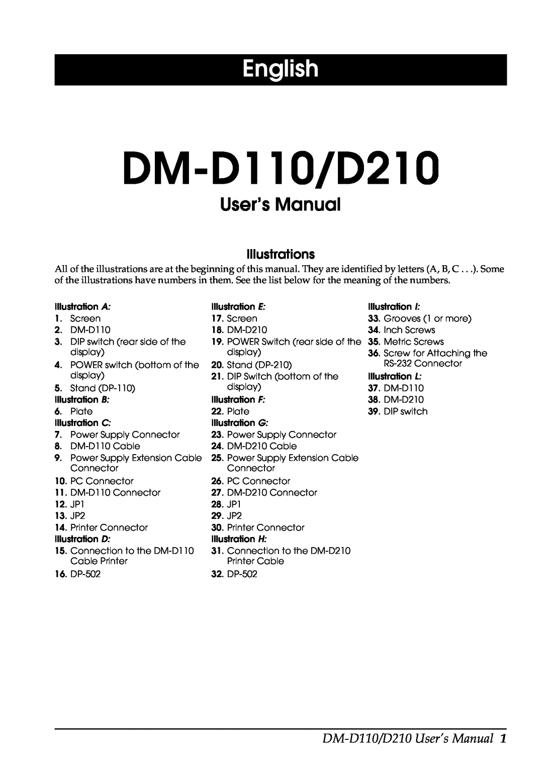 Epson user manual DM-D110/D210 User’s Manual, English, Illustrations 