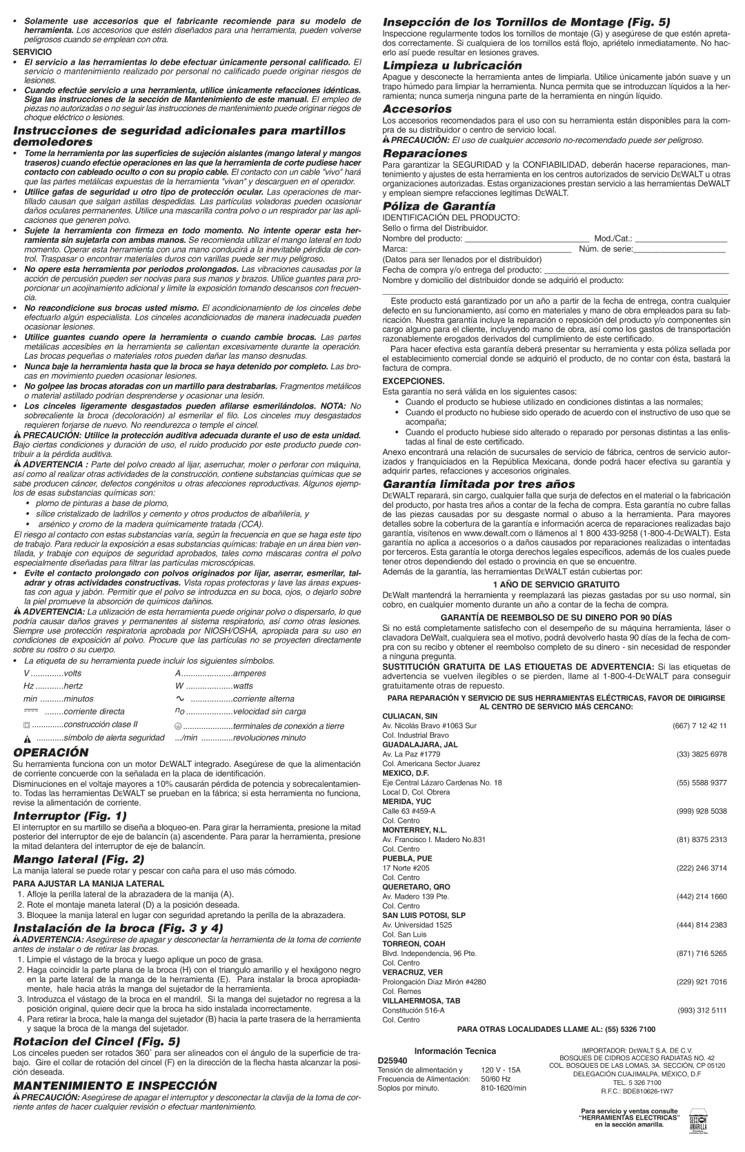 Epson D25940 instruction manual Operación, Mantenimiento E Inspección 