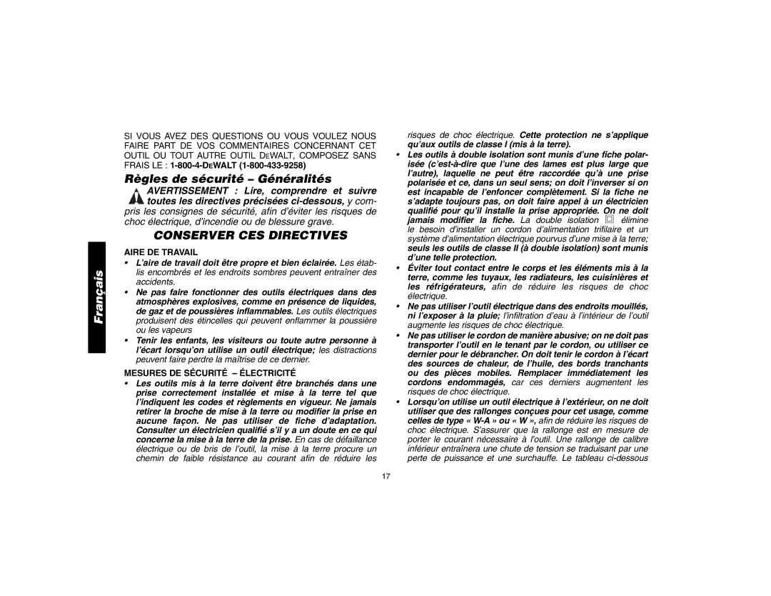 Epson D28114 Règles de sécurité Généralités, Conserver CES Directives, Aire DE Travail, Mesures DE Sécurité Électricité 