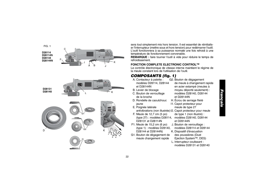 Epson D28114 instruction manual Composants fig, Fonction Complete Electronic Control 