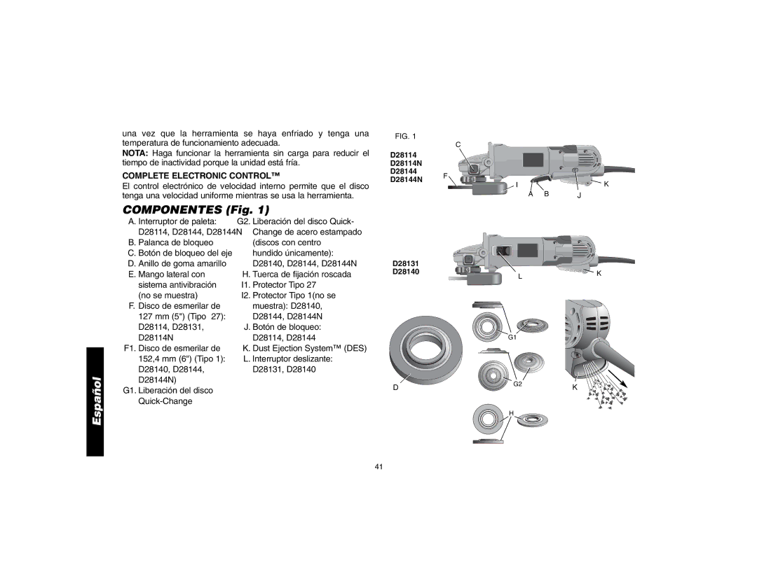 Epson D28114 instruction manual Componentes Fig, Complete Electronic Control 