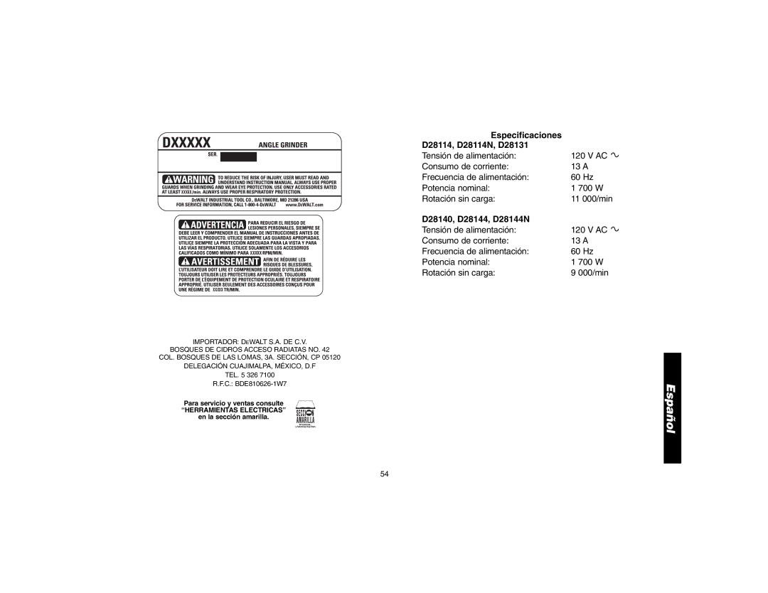 Epson instruction manual Especificaciones D28114, D28114N, D28131, D28140, D28144, D28144N 