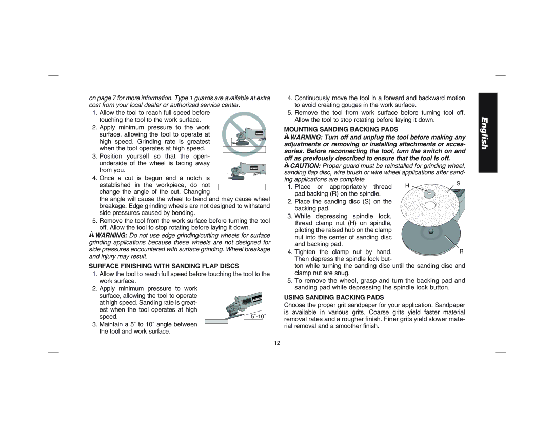 Epson D28144R Surface Finishing with Sanding Flap Discs, Mounting Sanding Backing Pads, Using Sanding Backing Pads 