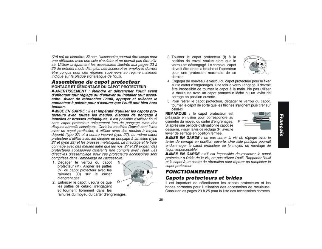 Epson D28144R instruction manual Assemblage du capot protecteur, Fonctionnement, Capots protecteurs et brides 