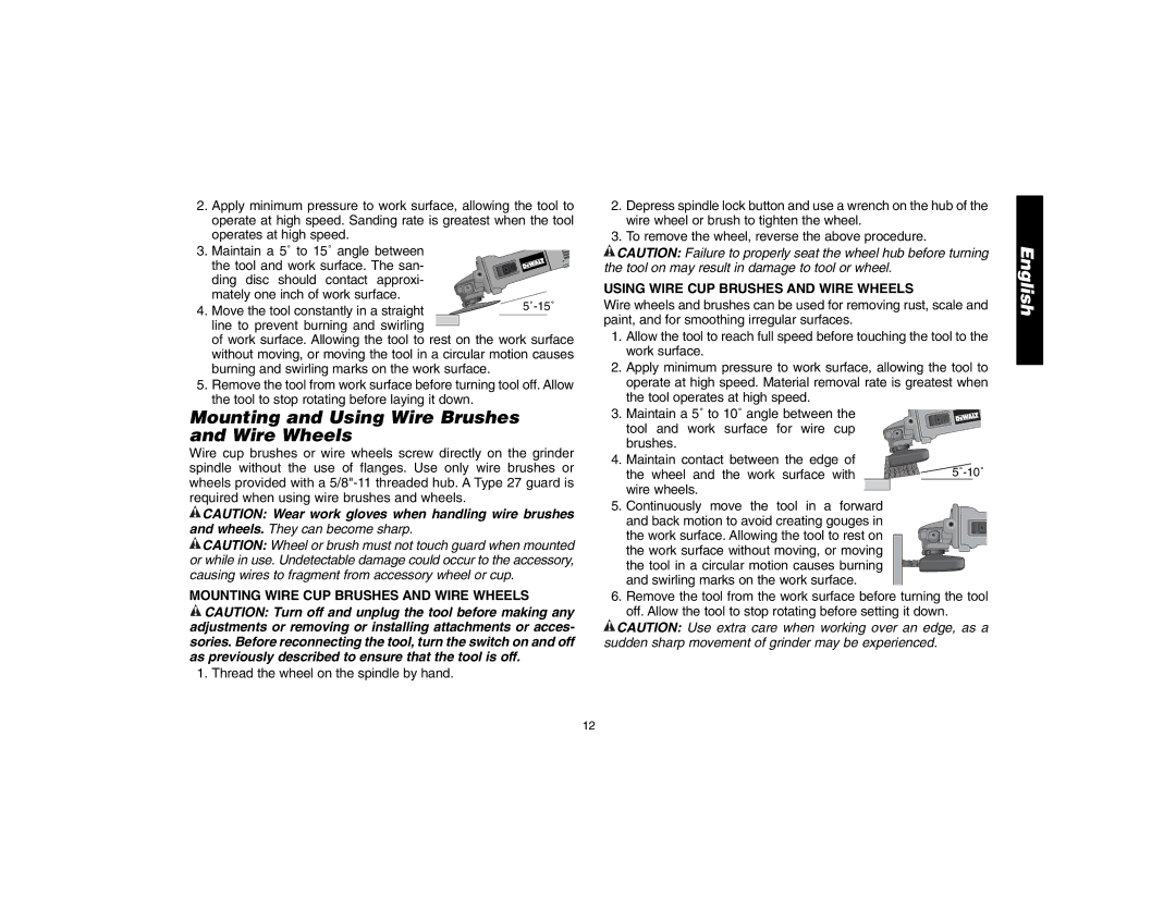 Epson D28402R, D28112 Mounting and Using Wire Brushes and Wire Wheels, Mounting Wire CUP Brushes and Wire Wheels 