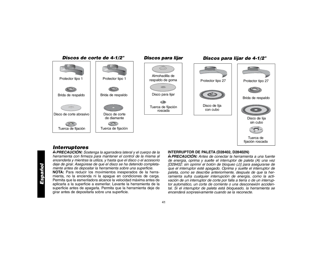 Epson D28402R, D28112 instruction manual Interruptores, Interruptor DE Paleta D28402, D28402N 