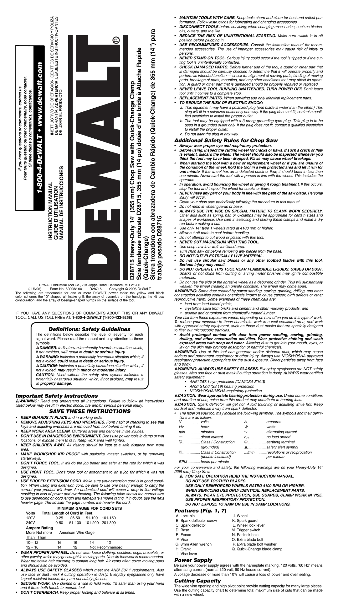 Epson D28715 instruction manual Deﬁnitions Safety Guidelines, Important Safety Instructions, Features, Power Supply 