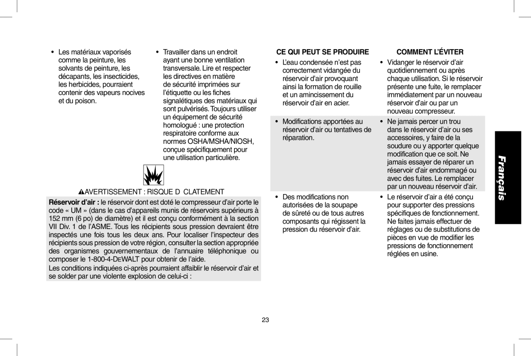 Epson D55168 instruction manual Comment L’ÉVITER, Avertissement Risque D’ÉCLATEMENT 