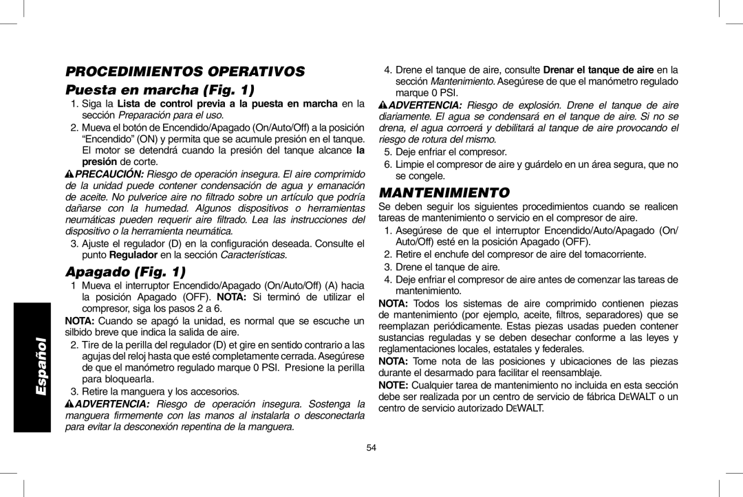 Epson D55168 instruction manual Procedimientos Operativos Puesta en marcha Fig, Apagado Fig, Mantenimiento 