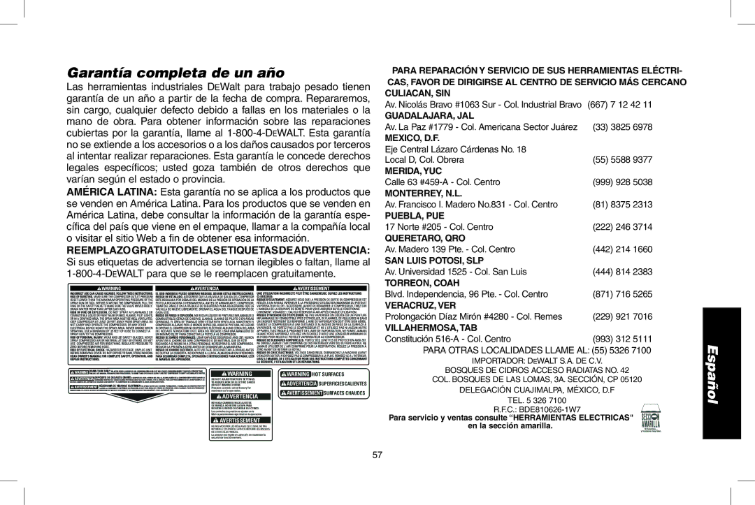 Epson D55168 instruction manual Garantía completa de un año, Reemplazogratuitodelasetiquetasdeadvertencia 