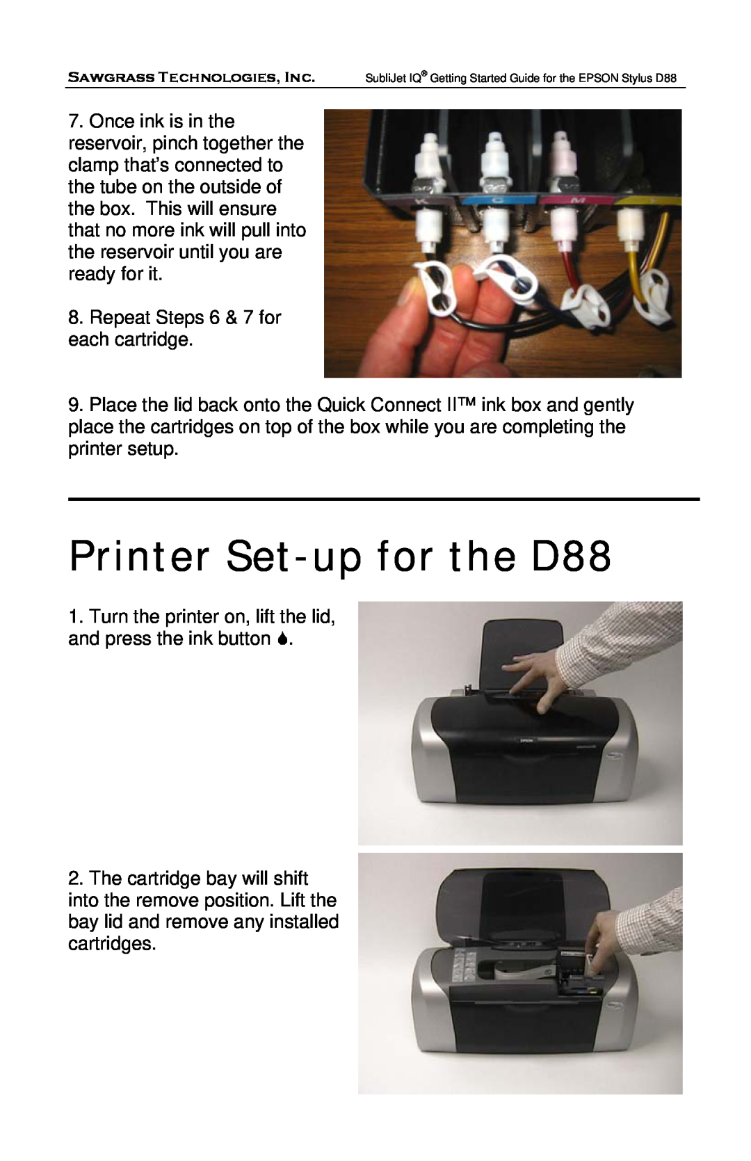 Epson manual Printer Set-up for the D88 