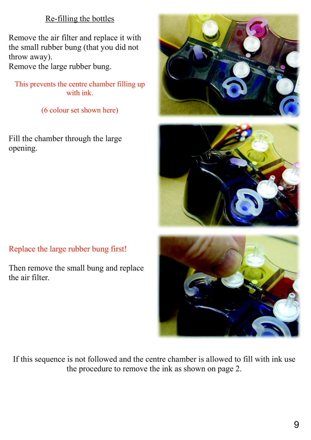 Epson D88 instruction manual Replace the large rubber bung first 