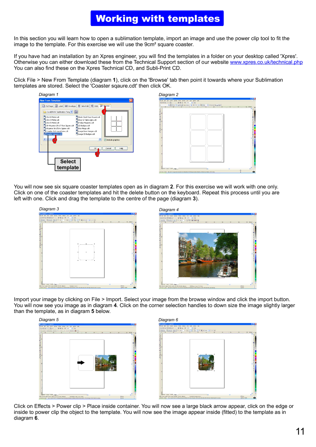 Epson D88 instruction manual Working with templates, Select Template 