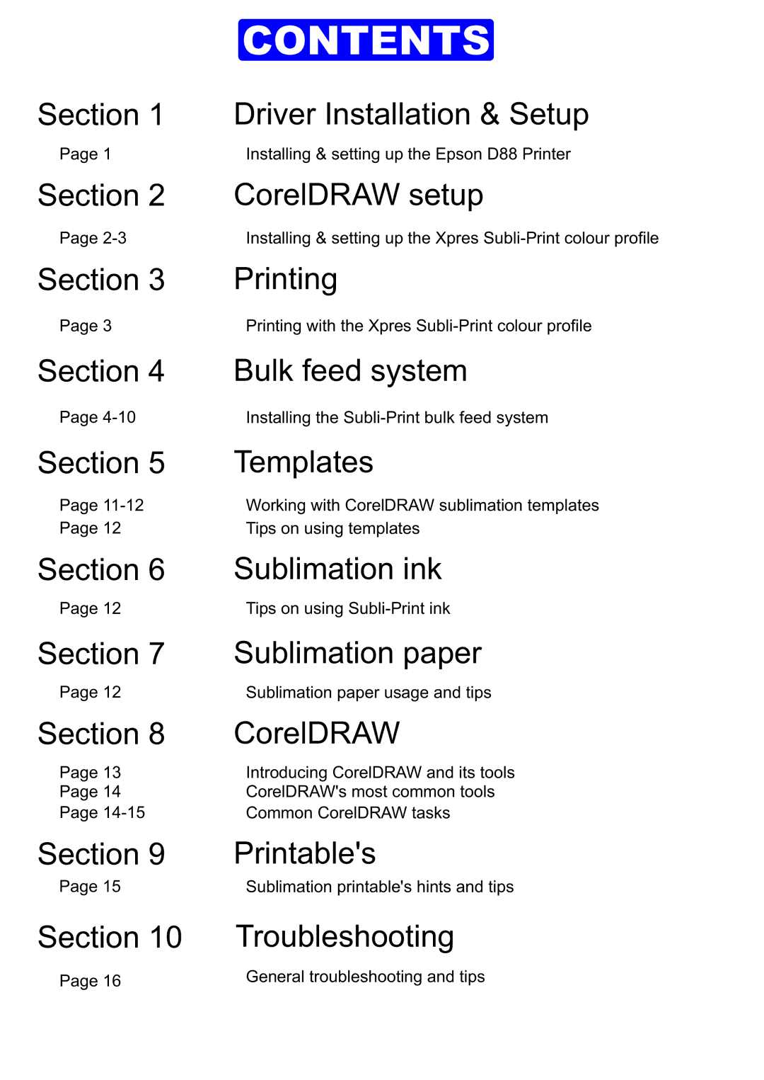 Epson D88 instruction manual Contents 