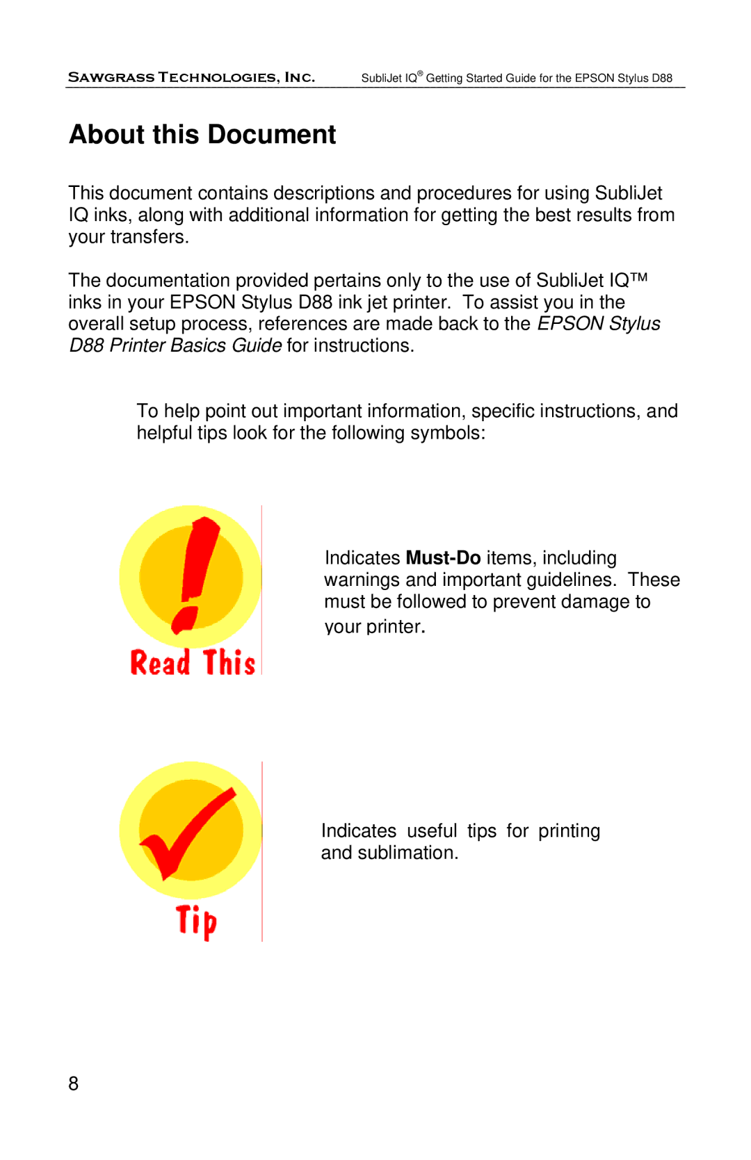 Epson D88 manual About this Document 