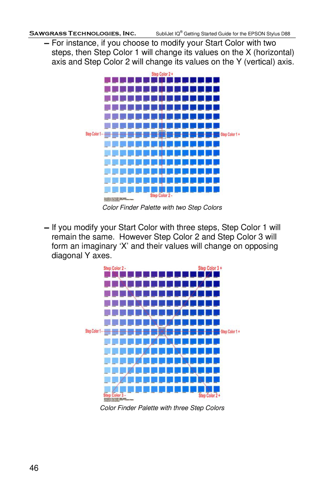 Epson D88 manual Color Finder Palette with two Step Colors 