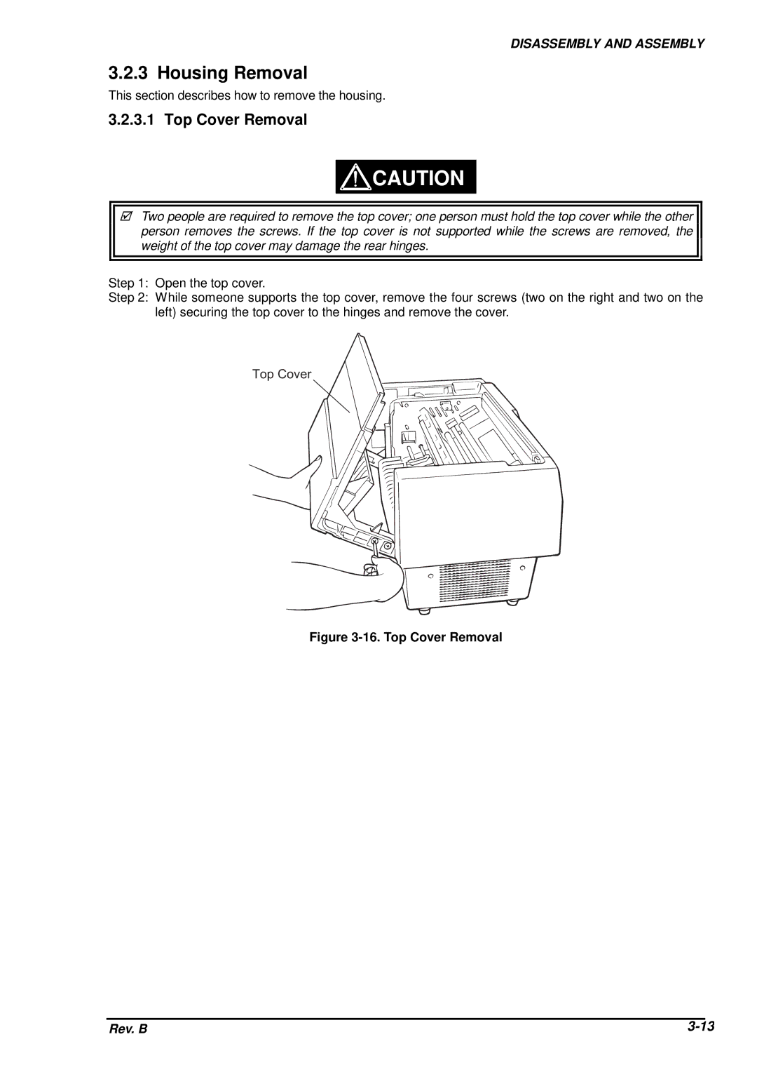 Epson DFX-8500 service manual Housing Removal, Top Cover Removal 