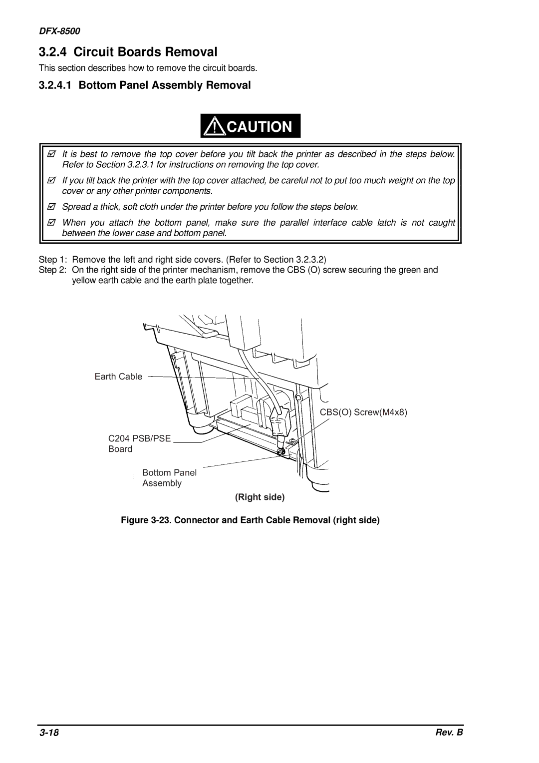 Epson DFX-8500 service manual Circuit Boards Removal, Bottom Panel Assembly Removal 