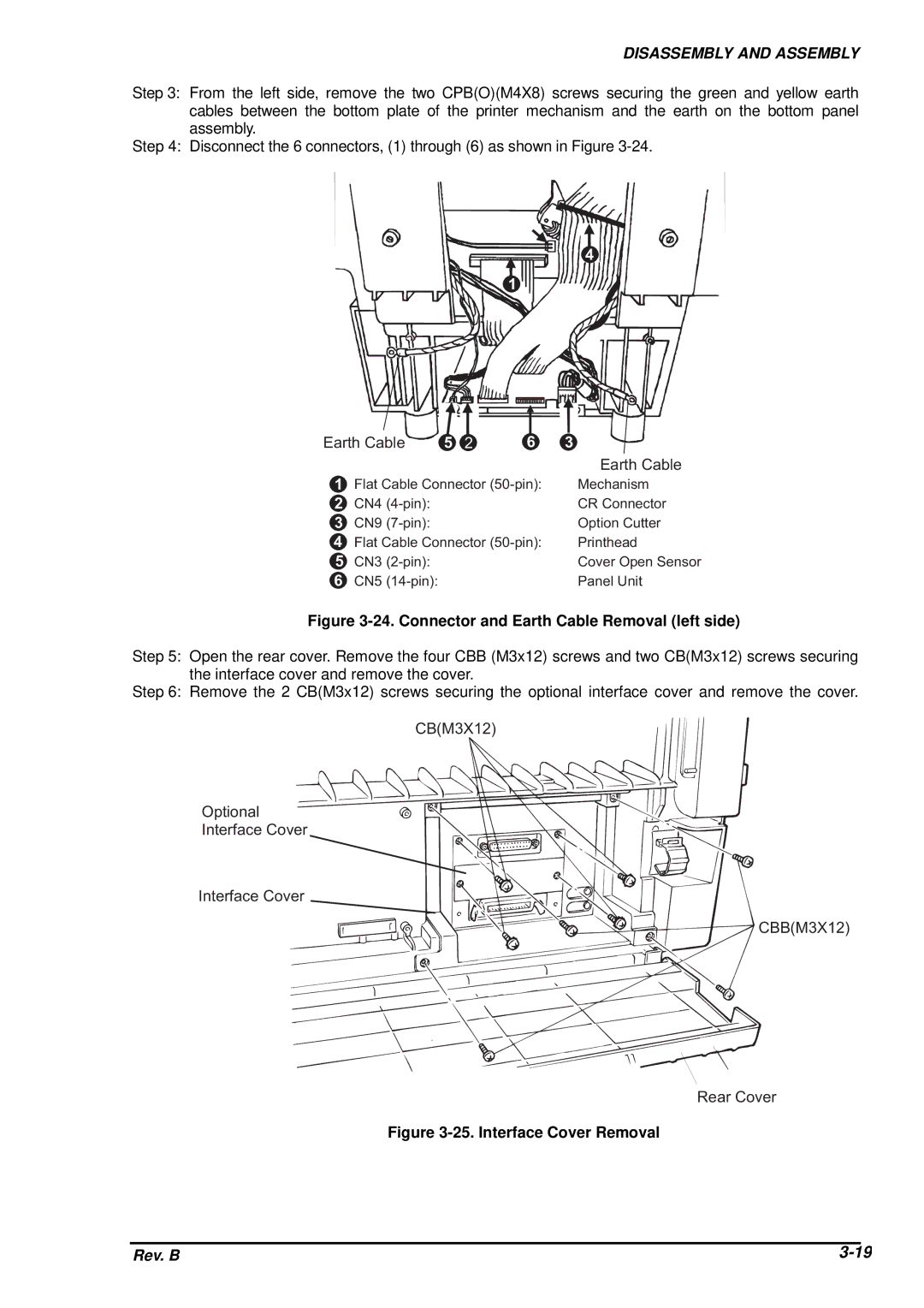 Epson DFX-8500 service manual Connector and Earth Cable Removal left side 