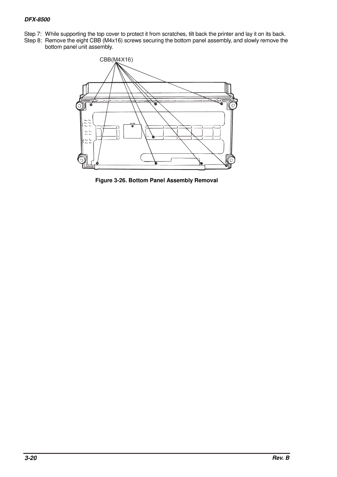 Epson DFX-8500 service manual Bottom Panel Assembly Removal 