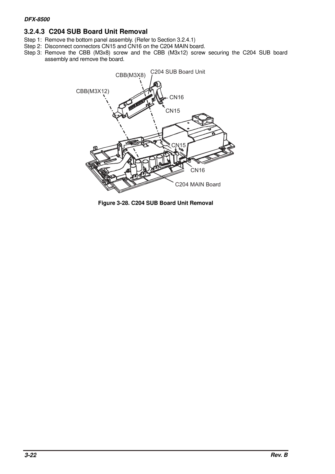 Epson DFX-8500 service manual 4.3 C204 SUB Board Unit Removal, 28. C204 SUB Board Unit Removal 