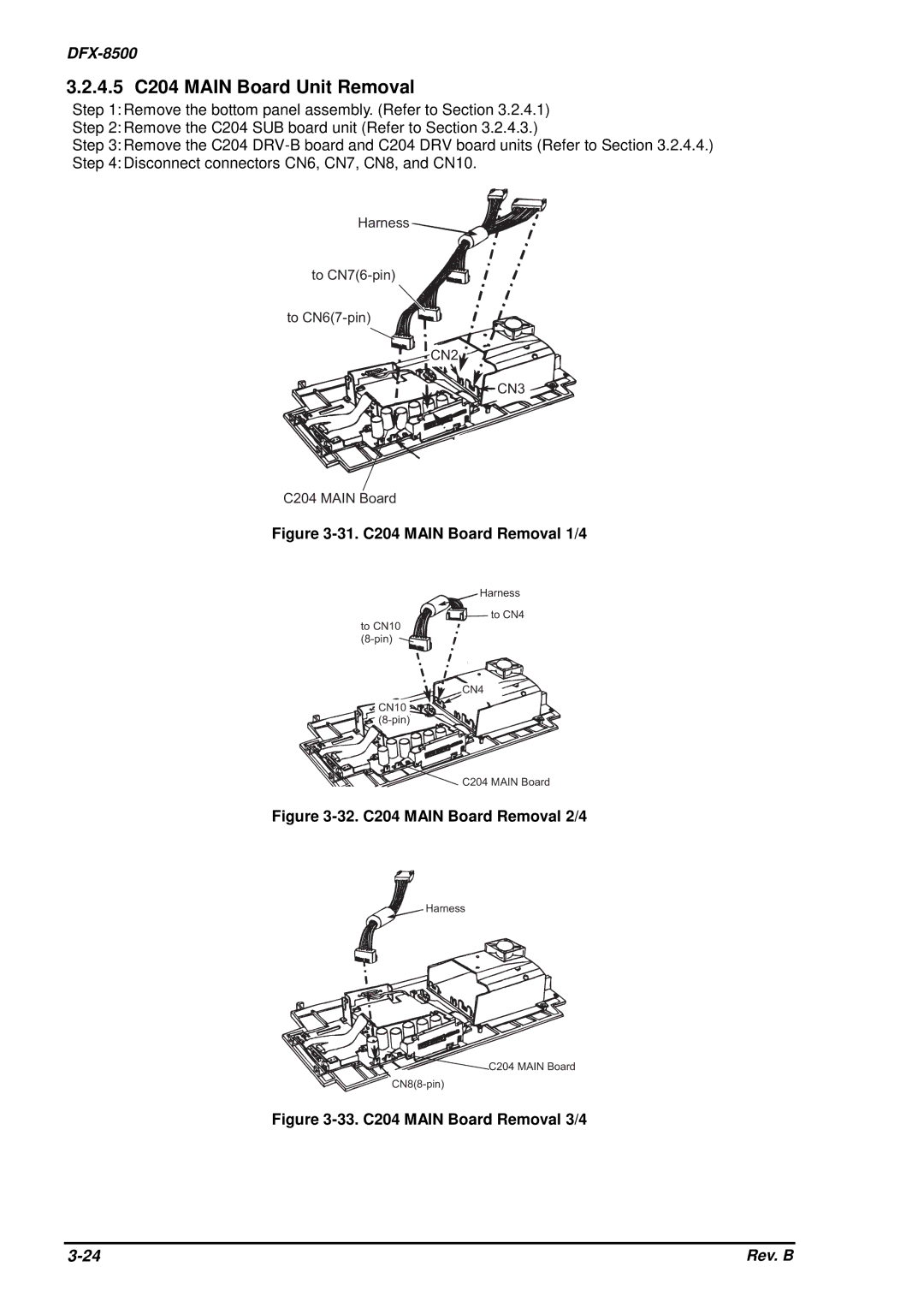 Epson DFX-8500 service manual 4.5 C204 Main Board Unit Removal, 31. C204 Main Board Removal 1/4 