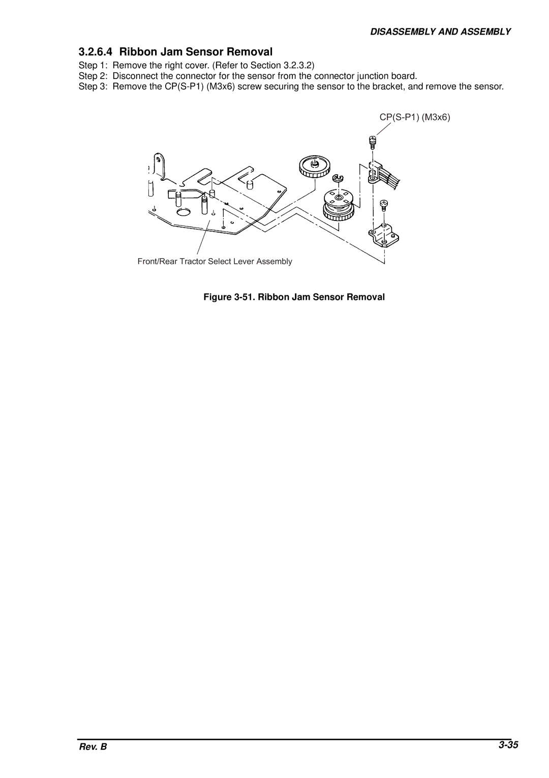 Epson DFX-8500 service manual Ribbon Jam Sensor Removal 