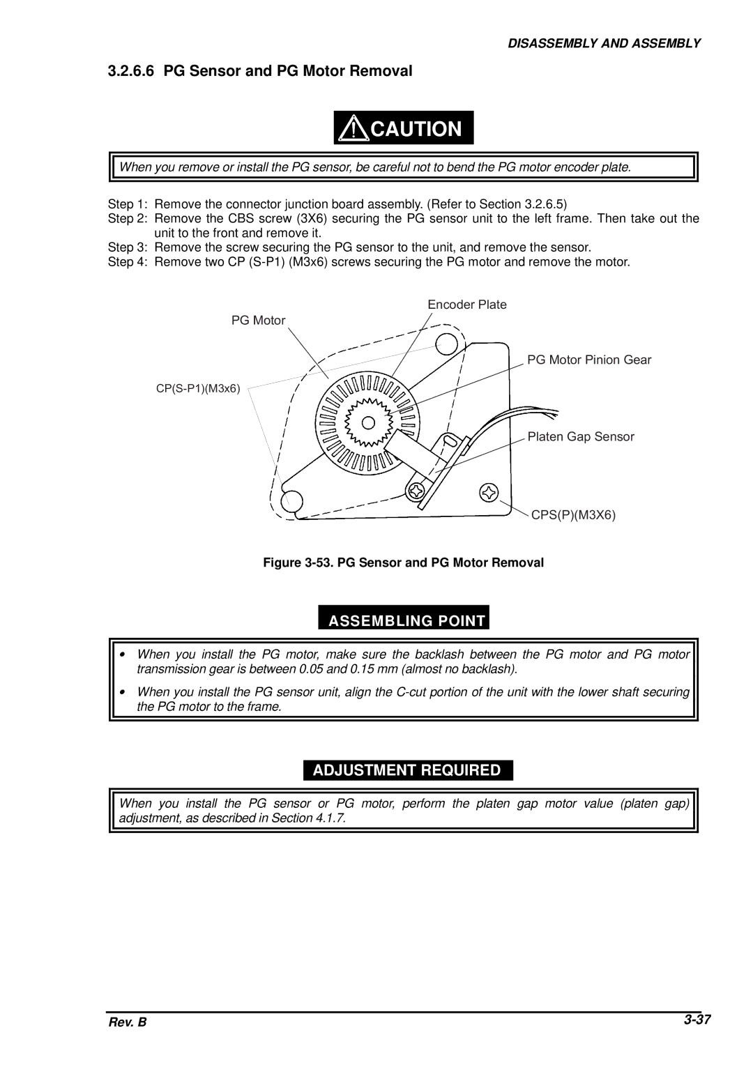 Epson DFX-8500 service manual PG Sensor and PG Motor Removal 