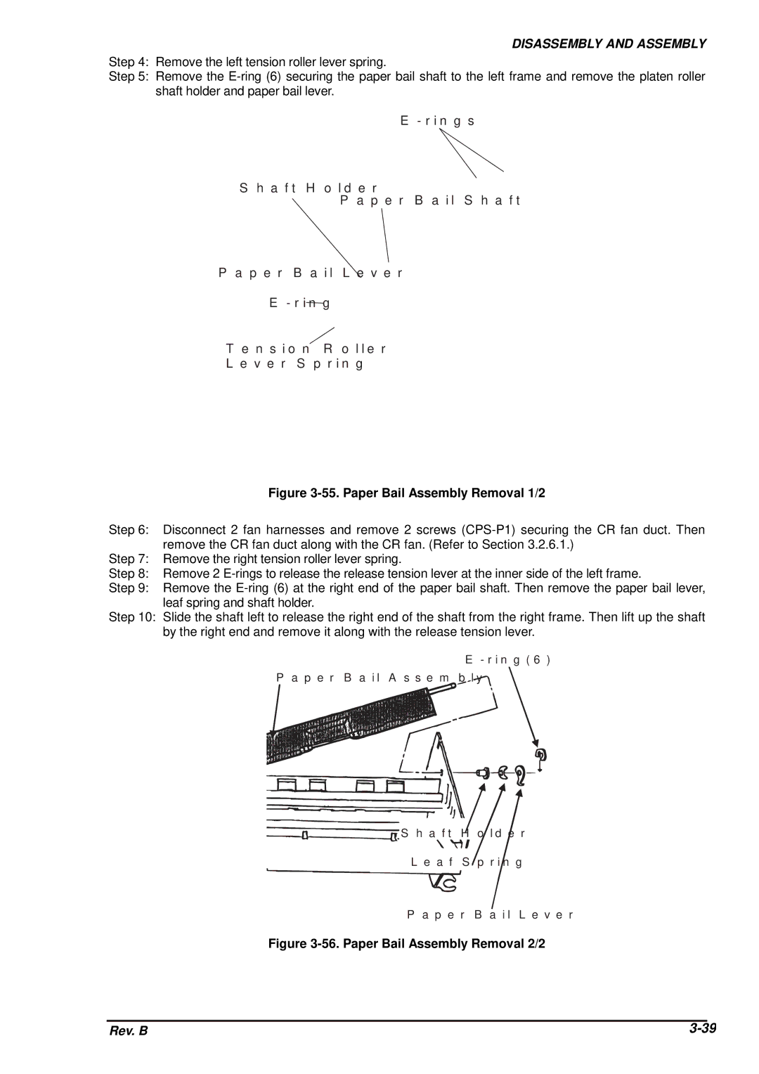 Epson DFX-8500 service manual Paper Bail Assembly Removal 1/2 