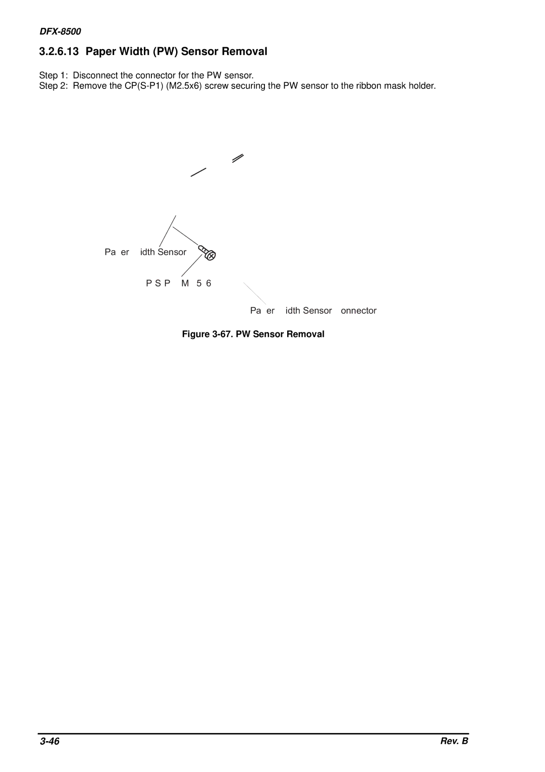 Epson DFX-8500 service manual Paper Width PW Sensor Removal 