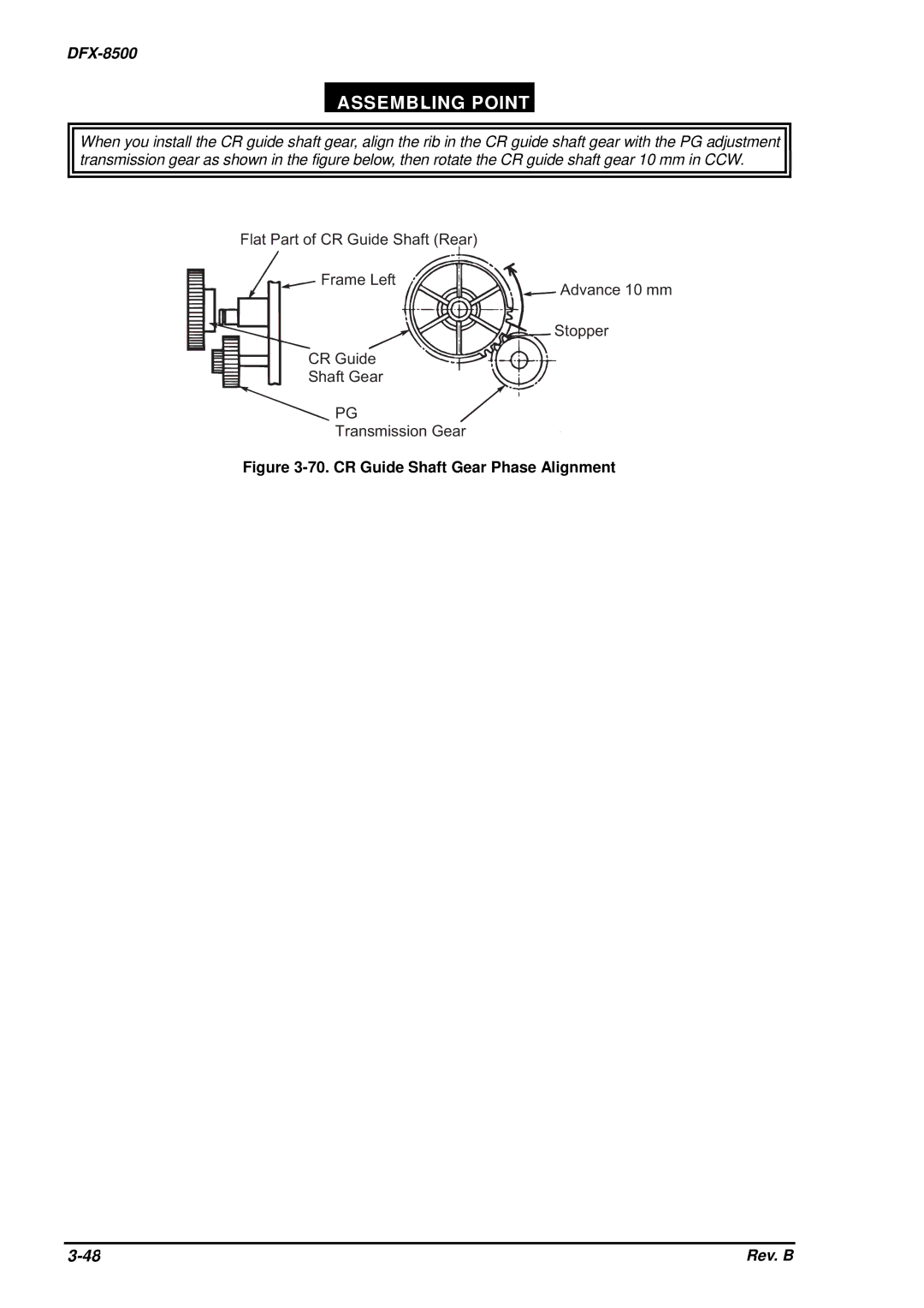 Epson DFX-8500 service manual CR Guide Shaft Gear Phase Alignment 