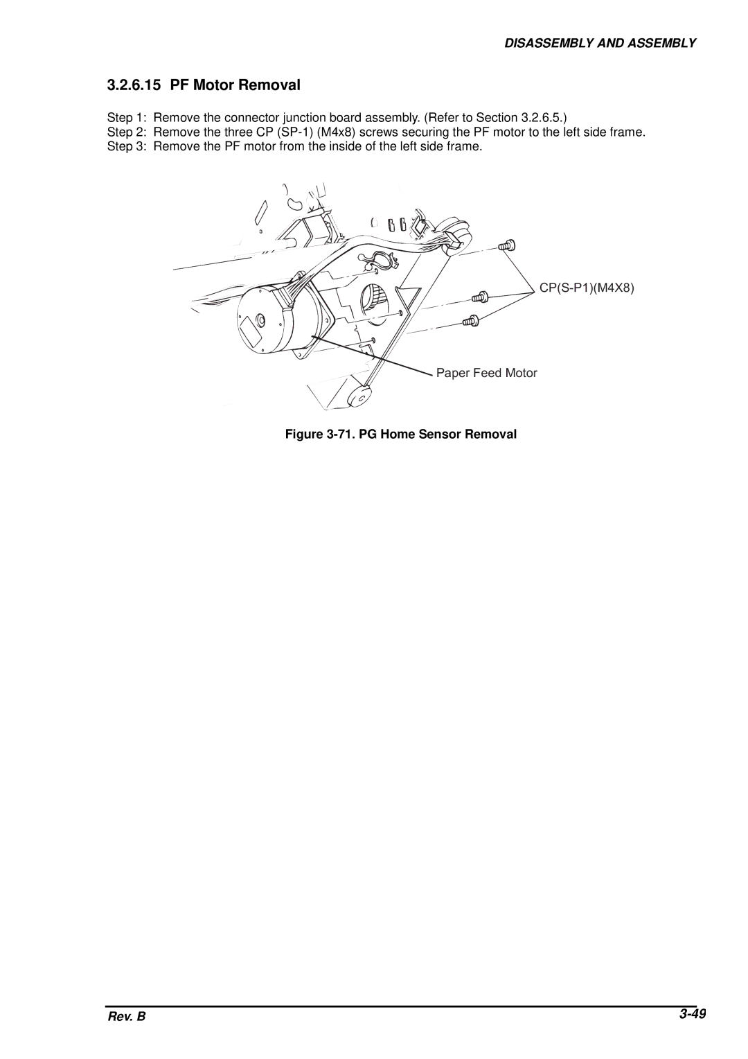 Epson DFX-8500 service manual PF Motor Removal, PG Home Sensor Removal 