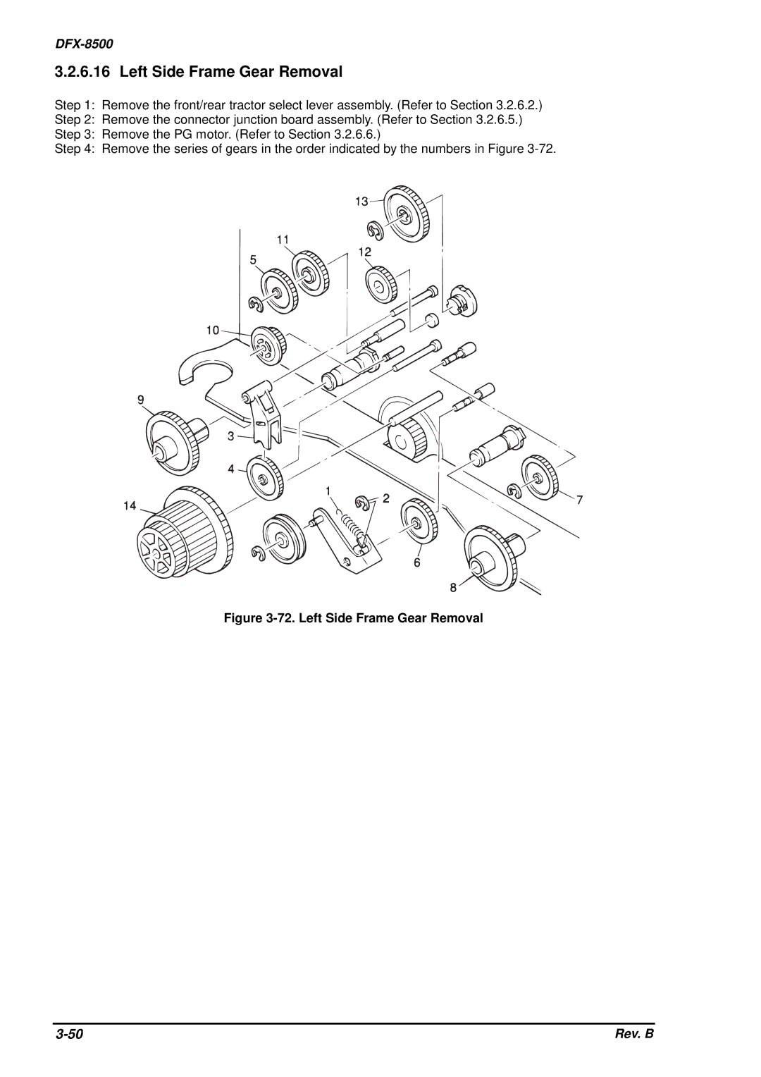 Epson DFX-8500 service manual Left Side Frame Gear Removal 