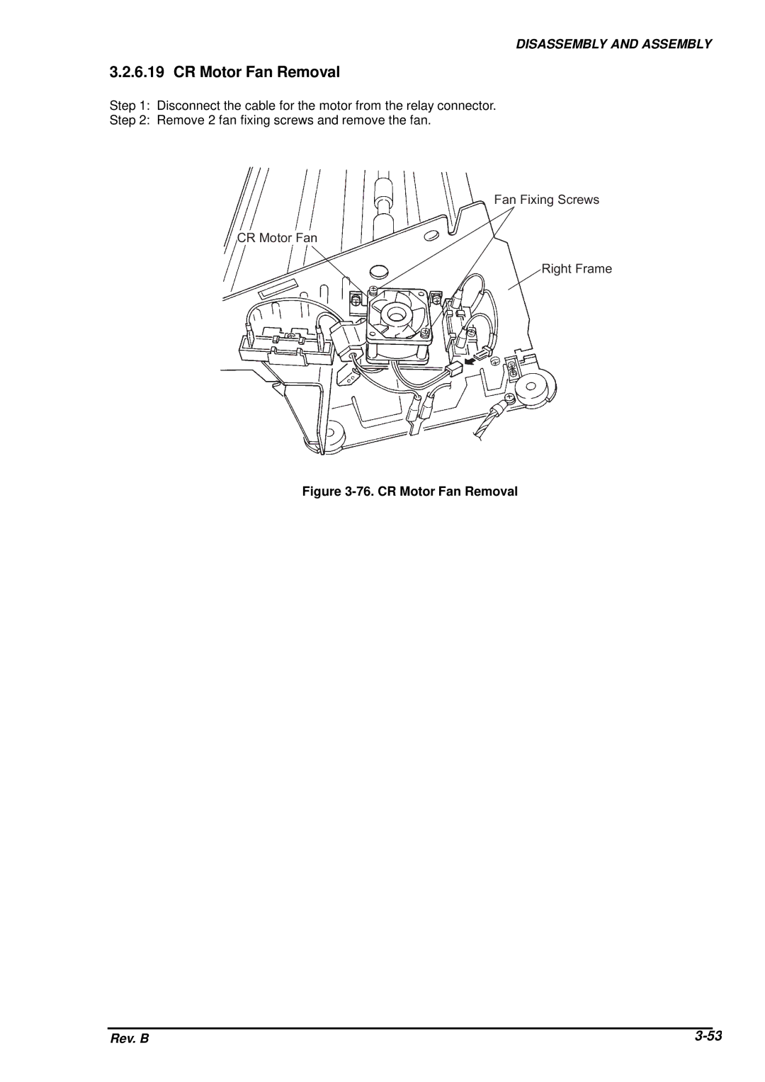 Epson DFX-8500 service manual CR Motor Fan Removal 