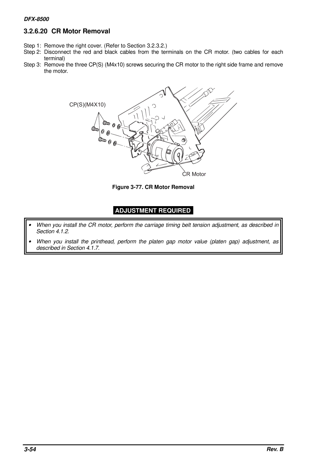 Epson DFX-8500 service manual CR Motor Removal 