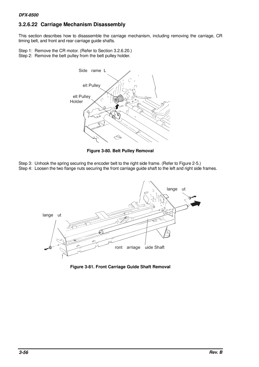 Epson DFX-8500 service manual Carriage Mechanism Disassembly, Belt Pulley Removal 