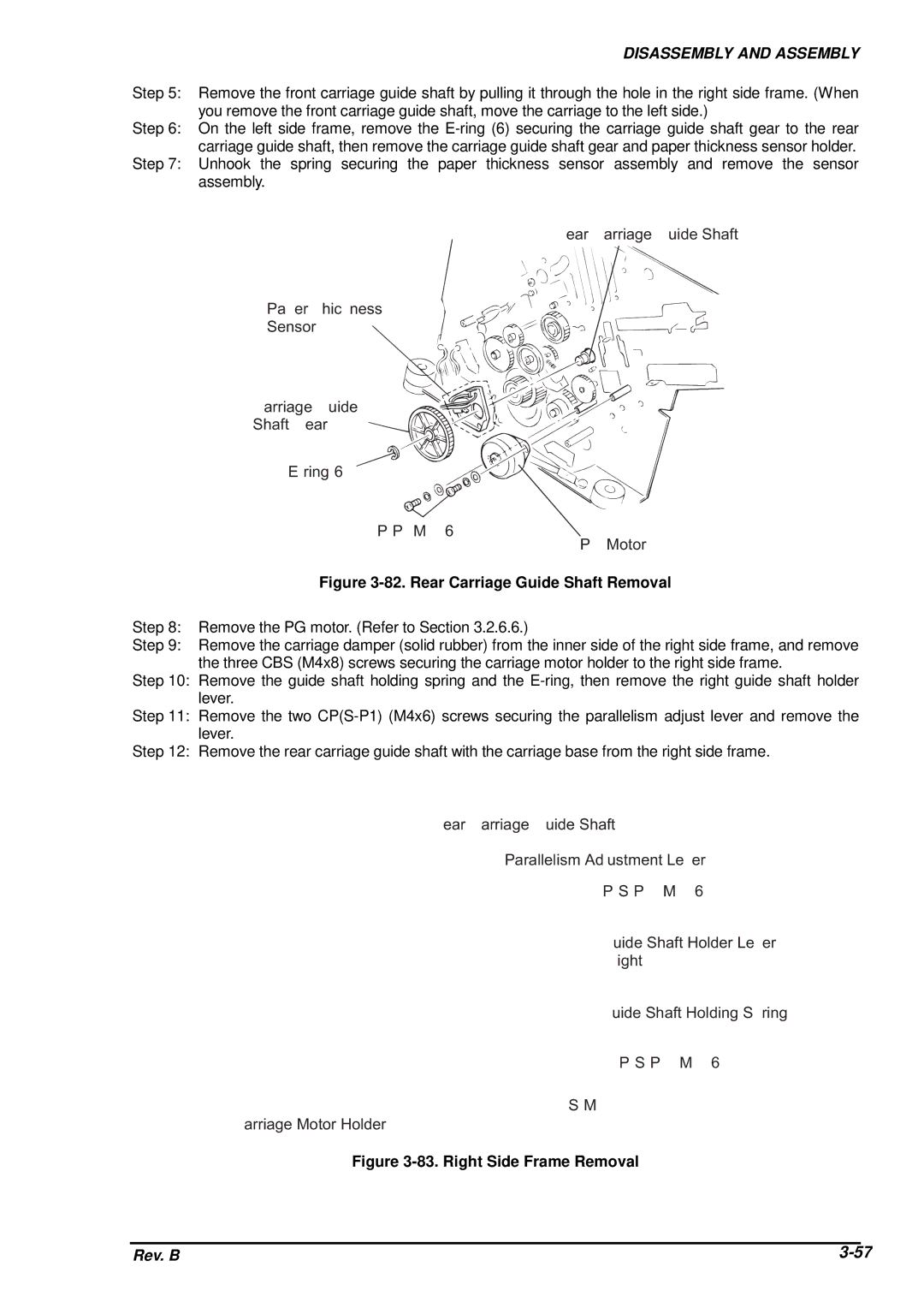 Epson DFX-8500 service manual Rear Carriage Guide Shaft Removal 