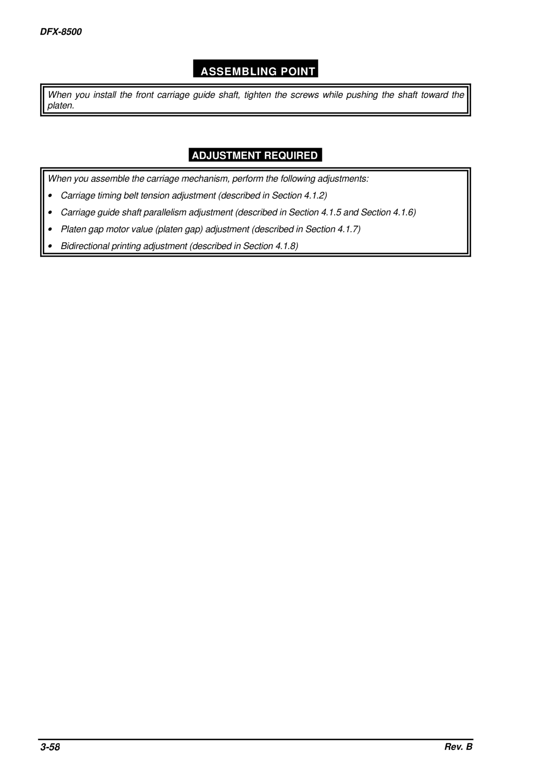 Epson DFX-8500 service manual Assembling Point 