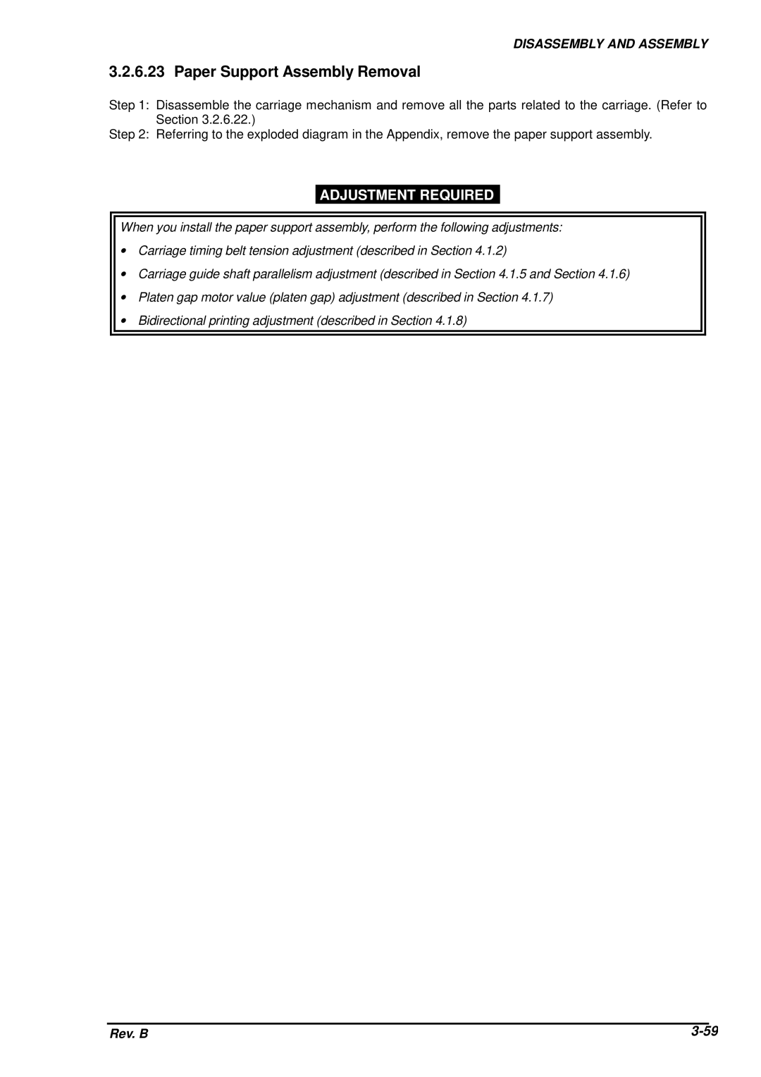 Epson DFX-8500 service manual Paper Support Assembly Removal 