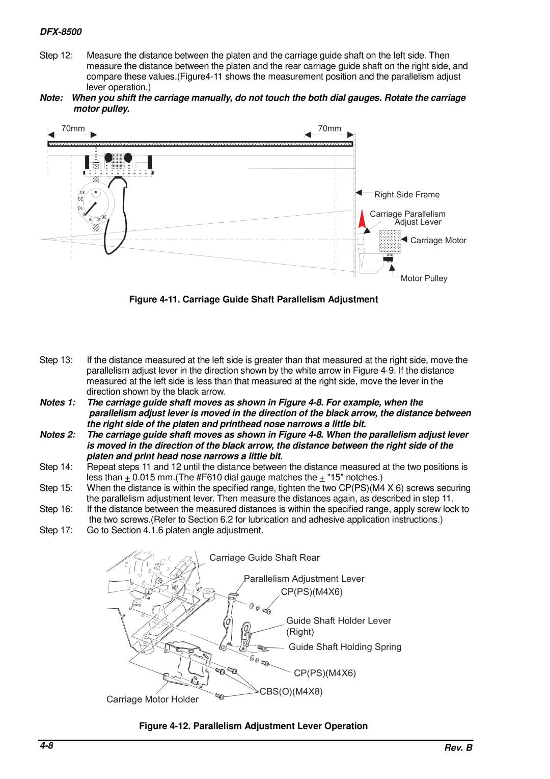 Epson DFX-8500 service manual Carriage Guide Shaft Parallelism Adjustment 