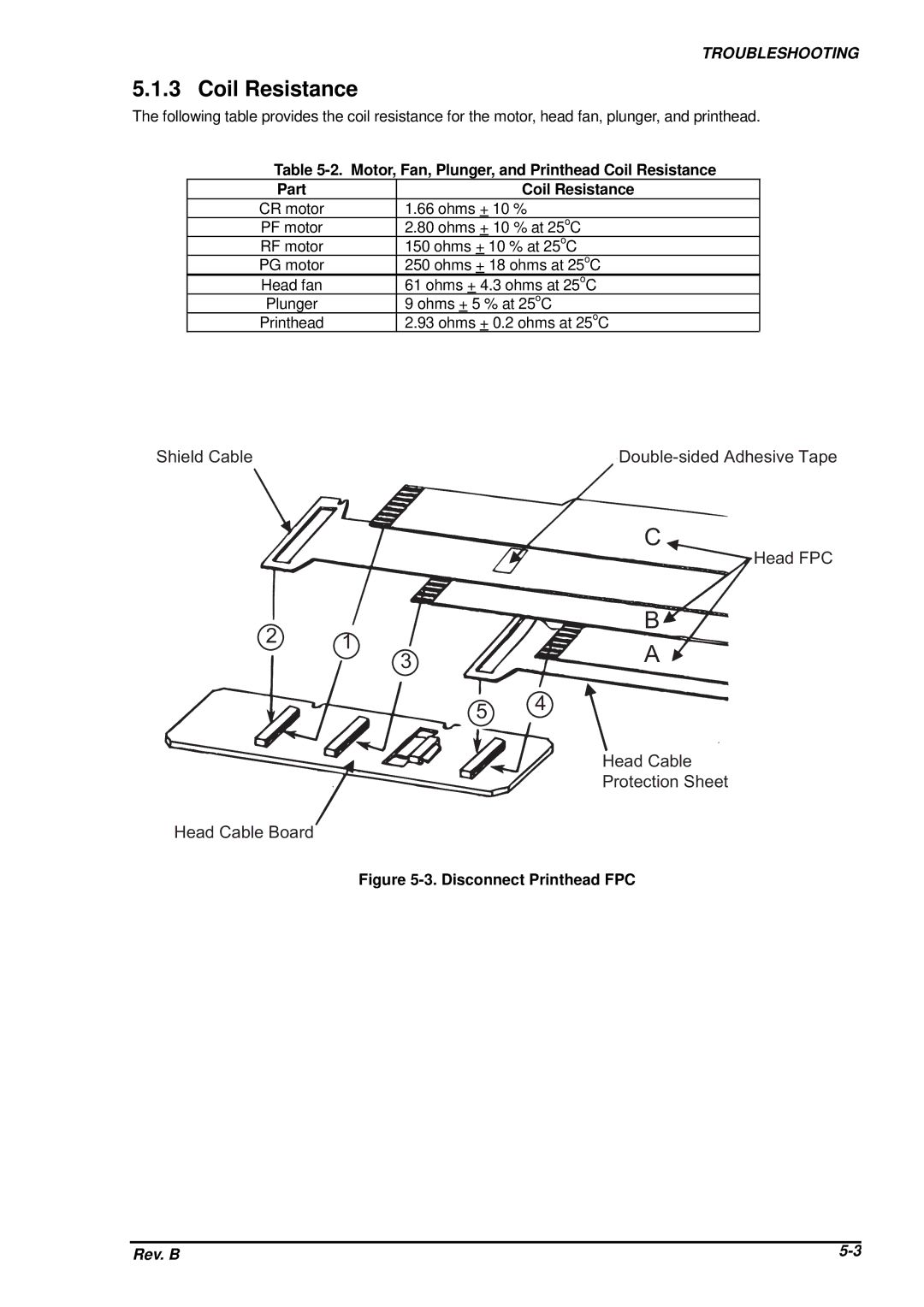 Epson DFX-8500 service manual Motor, Fan, Plunger, and Printhead Coil Resistance Part 