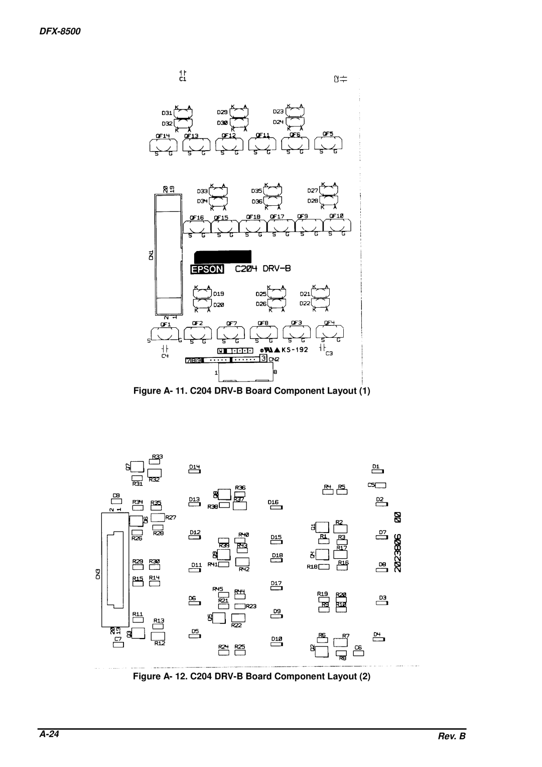 Epson DFX-8500 service manual Figure A- 11. C204 DRV-B Board Component Layout 