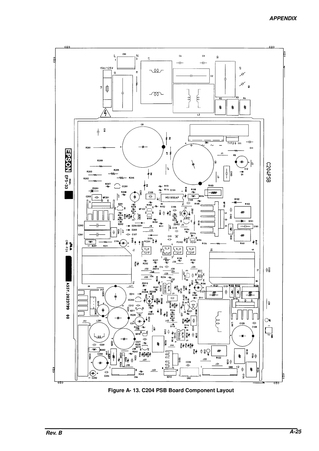 Epson DFX-8500 service manual Figure A- 13. C204 PSB Board Component Layout 