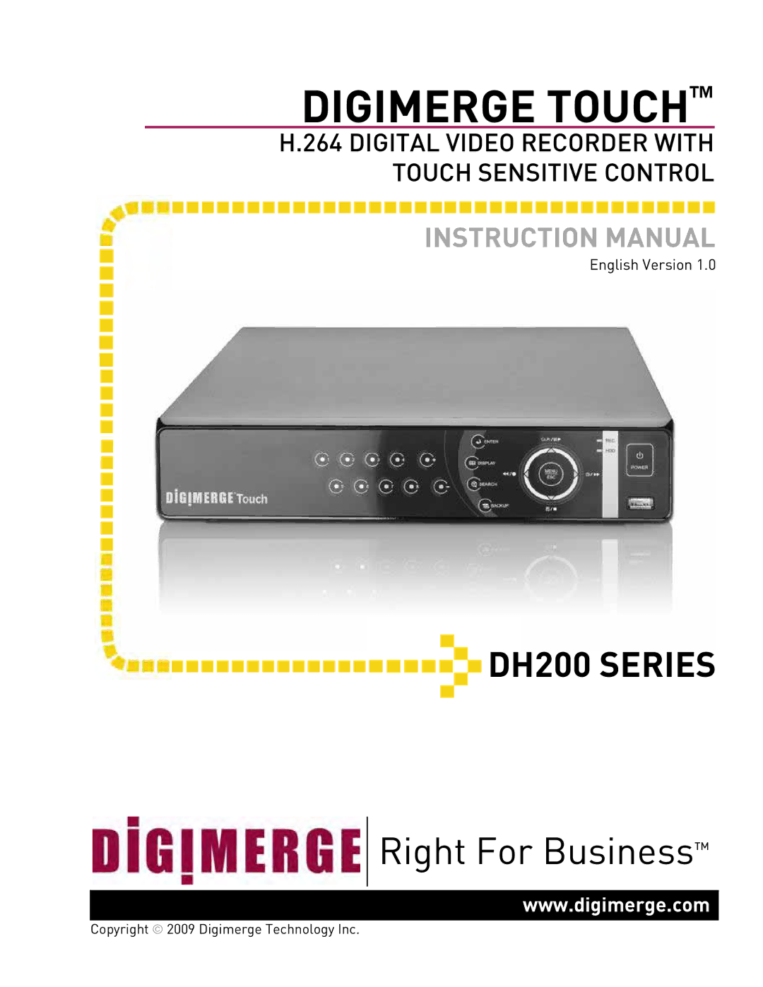 Epson DH200 instruction manual Digimerge Touch, Copyright 2009 Digimerge Technology Inc 