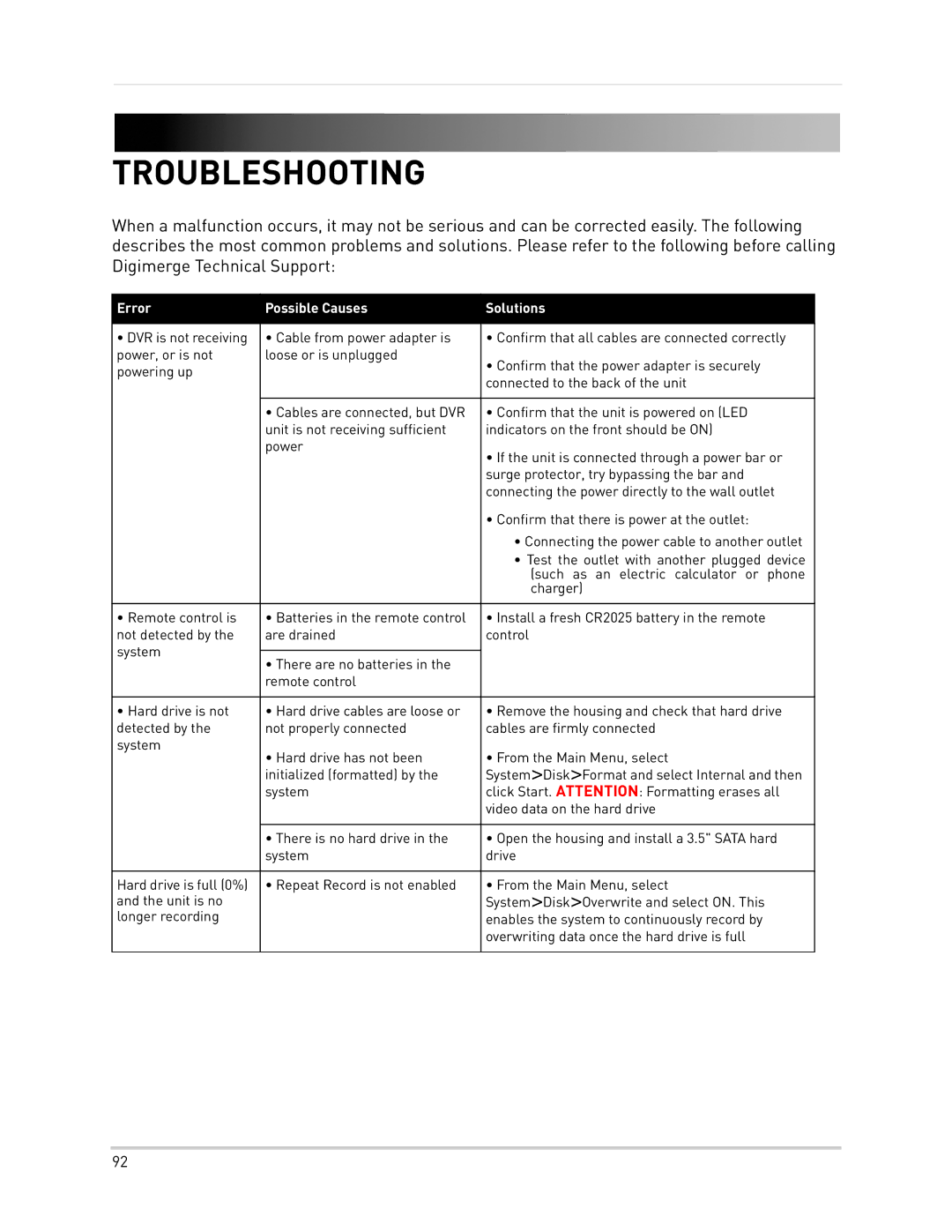 Epson DH200 instruction manual Troubleshooting, Error Possible Causes Solutions 