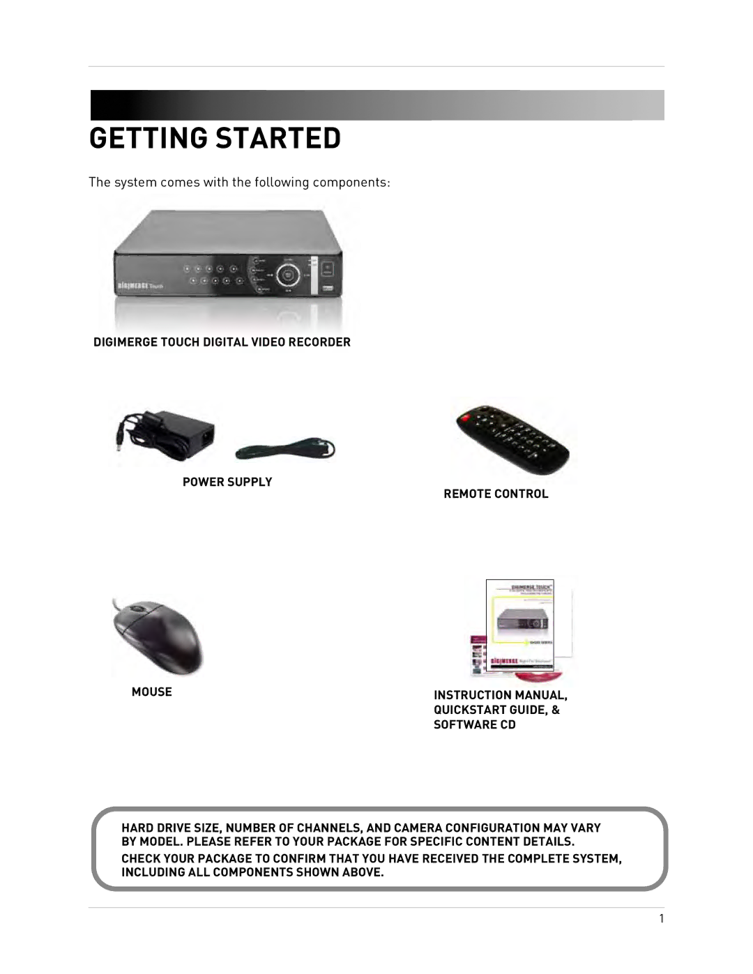 Epson DH200 instruction manual Getting Started, System comes with the following components 