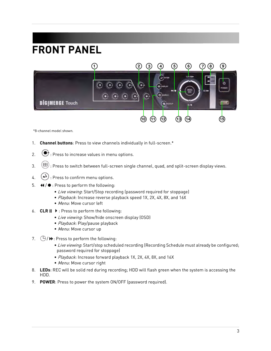 Epson DH200 instruction manual Front Panel 