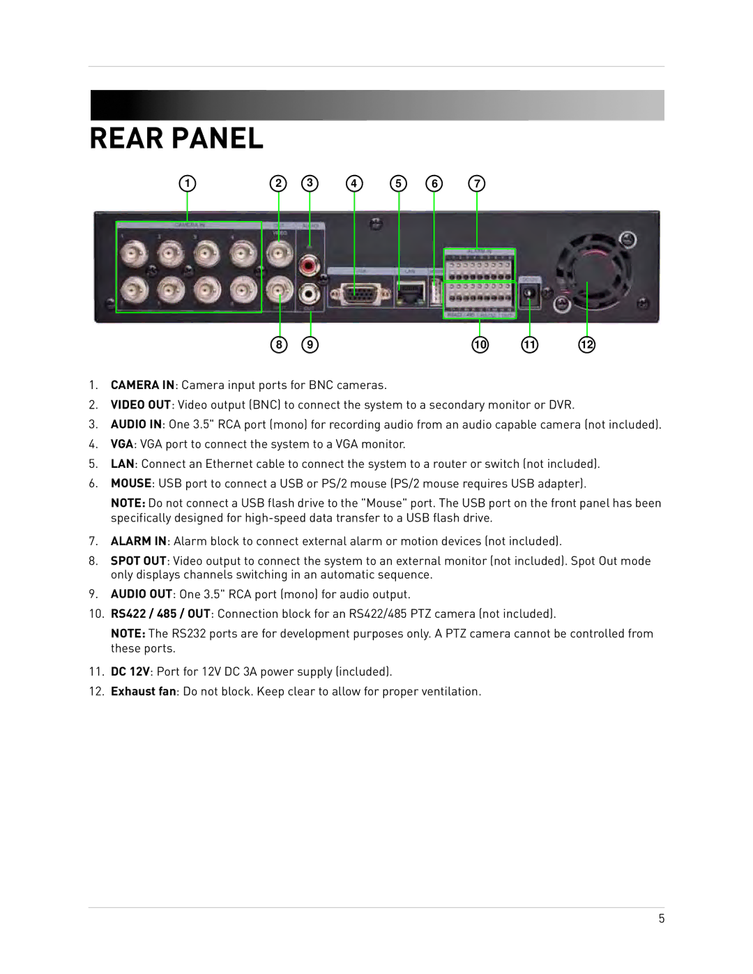 Epson DH200 instruction manual Rear Panel 