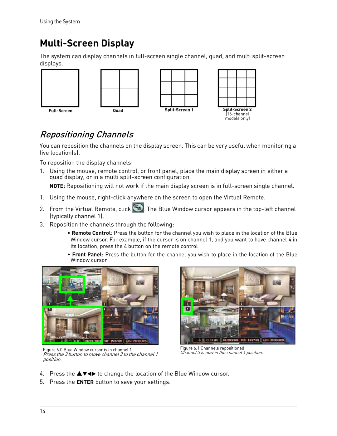 Epson DH200 instruction manual Multi-Screen Display, Repositioning Channels 