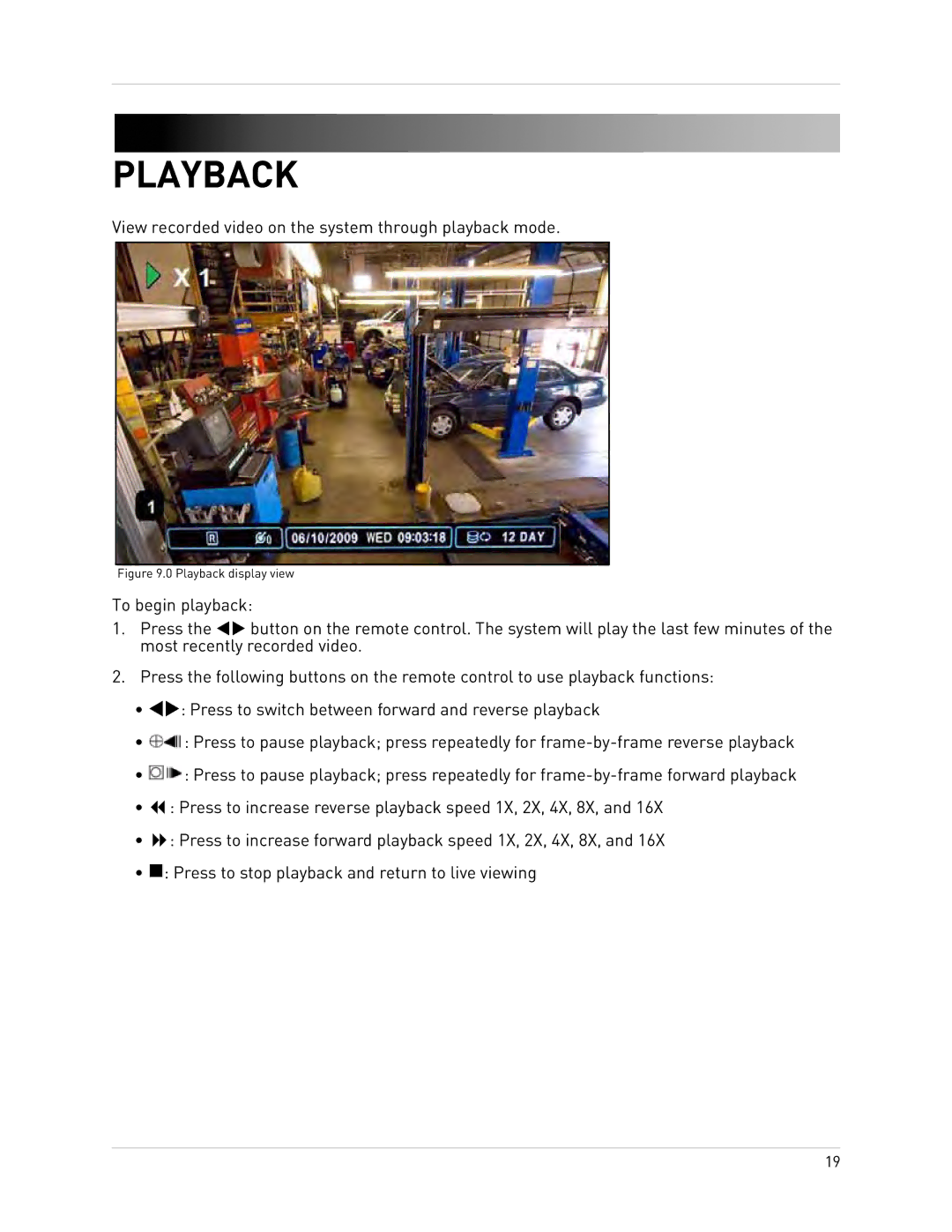 Epson DH200 instruction manual Playback, View recorded video on the system through playback mode 